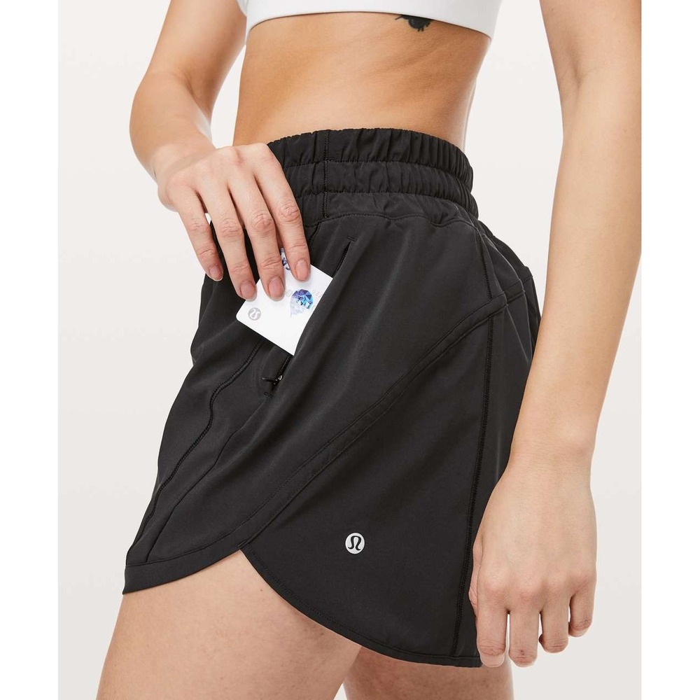 Lululemon Women's Black Athletic Running Training Shorts Size 4 2.5" Zip Pkt